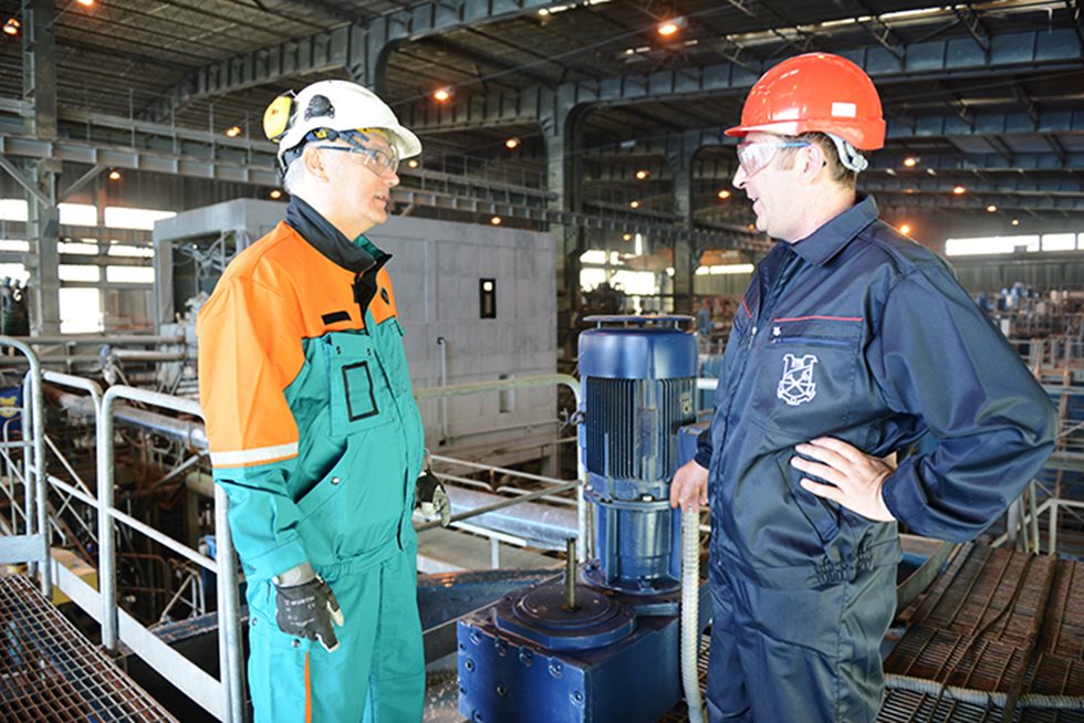 Employees by the RTB Bor flotation plant.