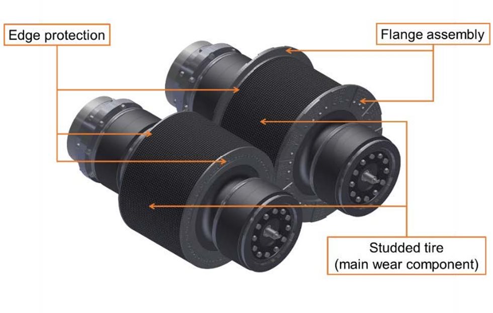 Illustration of HRC3000 HPGR flanges.