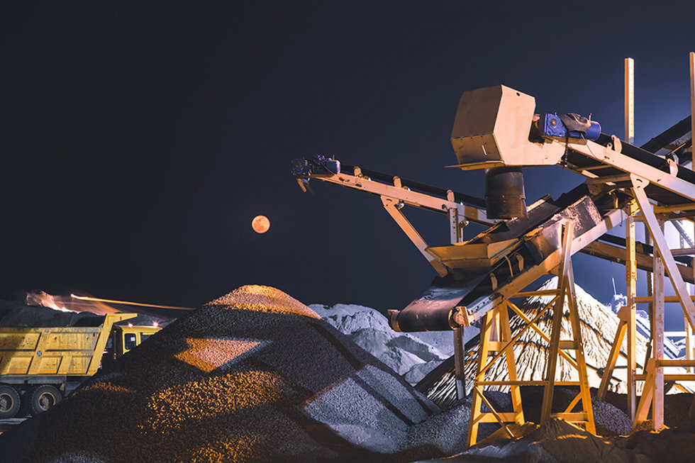 Dilip Buildcon's quarry at night with full moon.