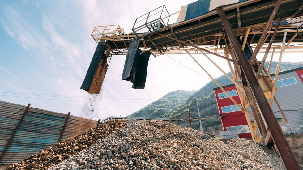 Crusher aggregate in a pile.