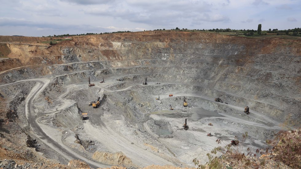 View at the Bucim open-pit copper mine in Macedonia