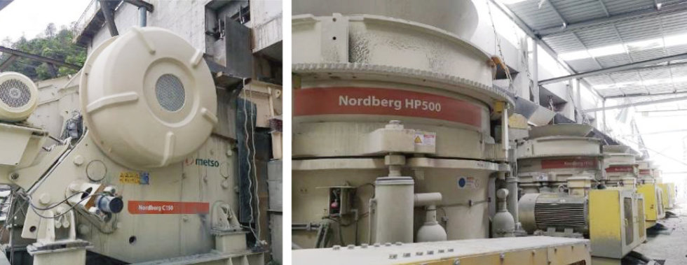 美卓C150颚式破碎机与HP500圆锥破碎机应用在托巴水电站砂石系统现场