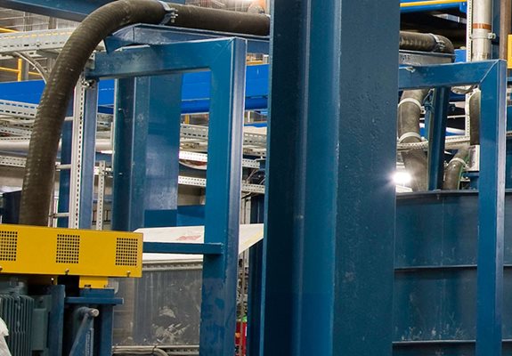 Vertical sump pumps in a processing plant.